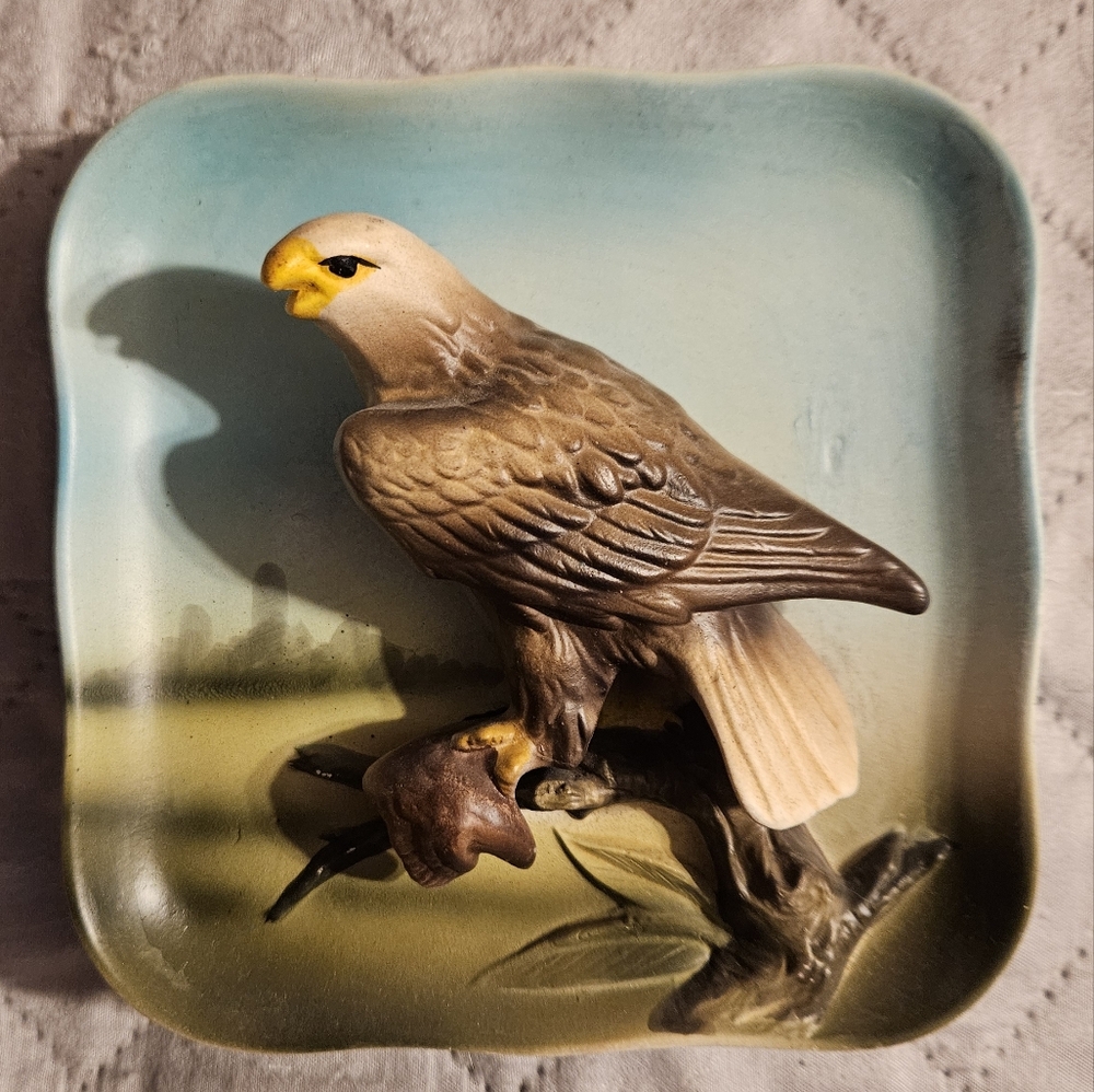 Napco 3D Vintage Bald Eagle Bird Figurine Wall Art 1960s